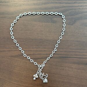 Brighton Vintage “Faith, Hope and Charity” Charms Silver Chain Necklace
